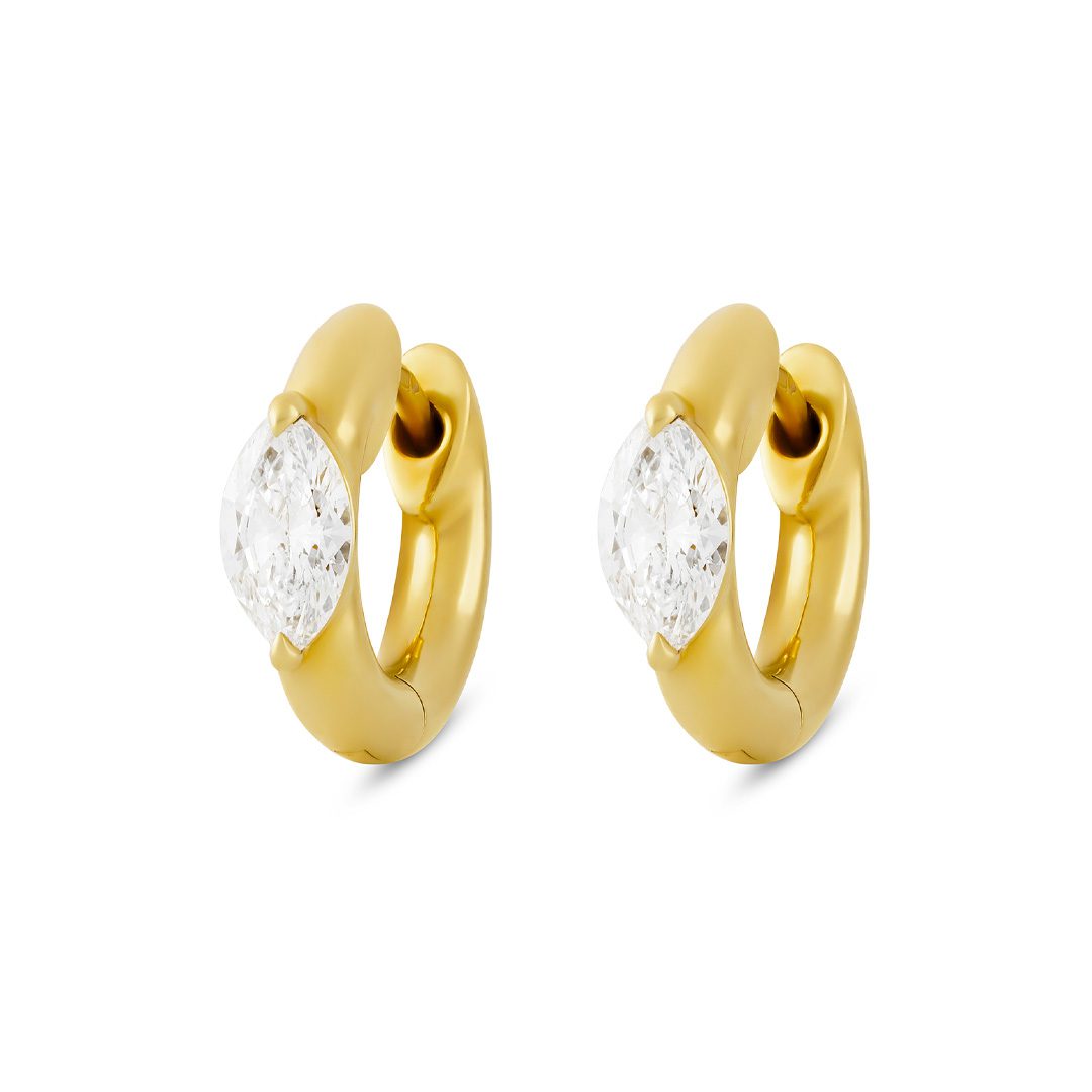 Day Diamonds Yellow Gold Marquise Cut Diamond Hoop Earrings Day Diamonds Yellow Gold Marquise Cut Diamond Hoop Earrings