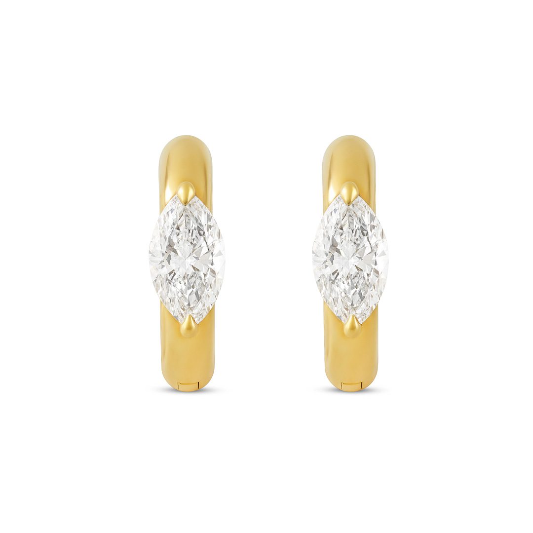 Day Diamonds Yellow Gold Marquise Cut Diamond Hoop Earrings Day Diamonds Yellow Gold Marquise Cut Diamond Hoop Earrings
