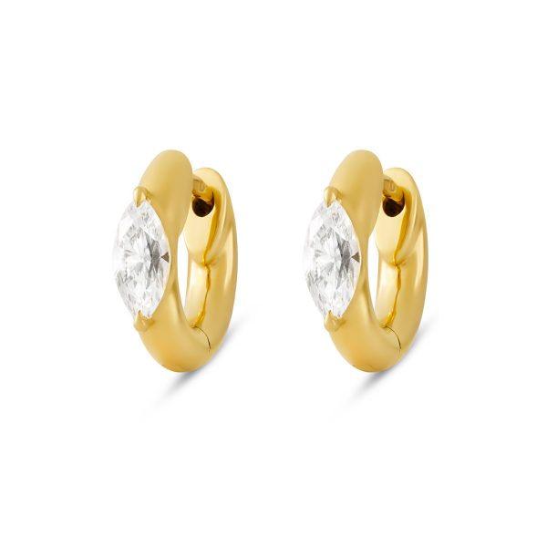 Day Diamonds Yellow Gold Marquise Cut Diamond Hoop Earrings