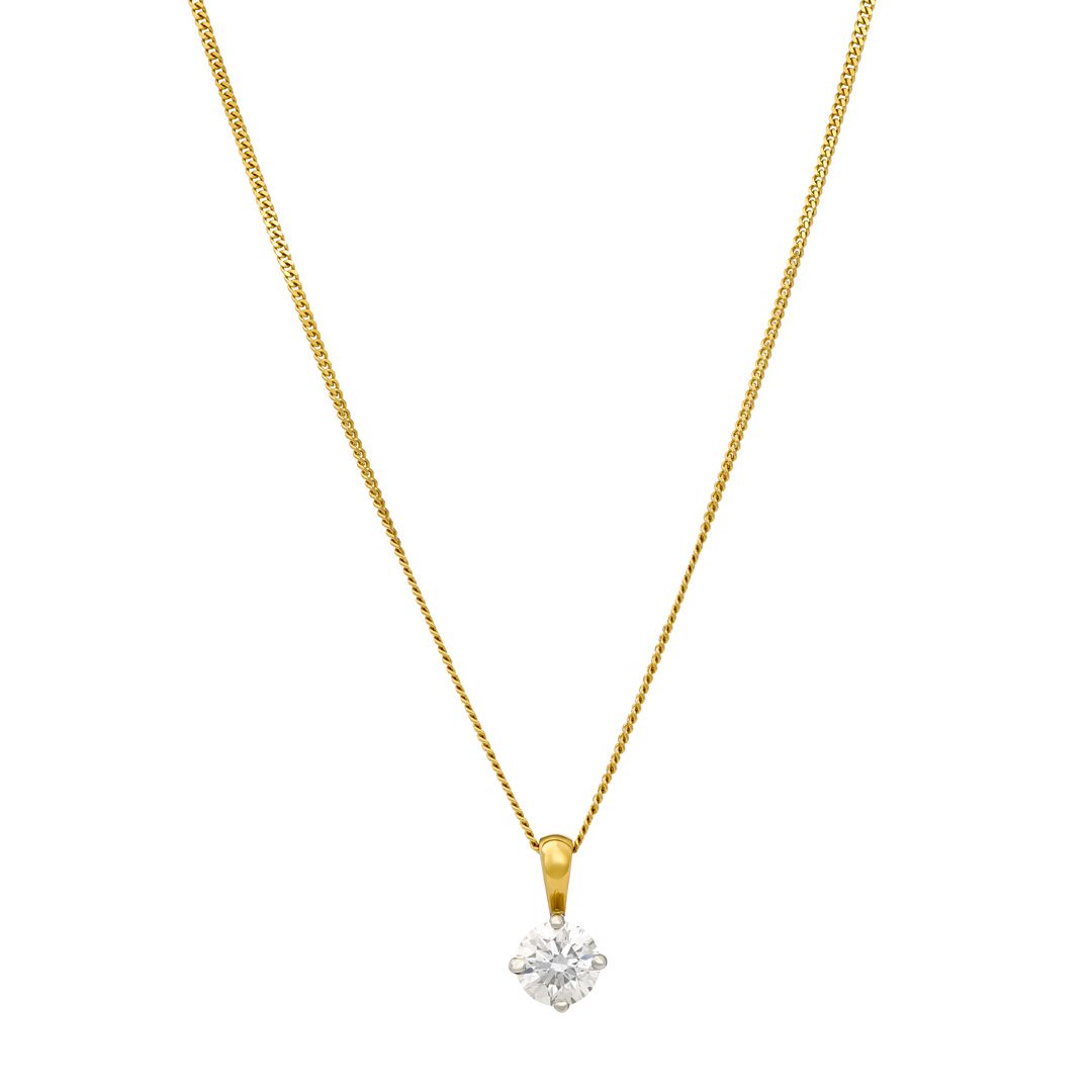 Diamond Classics Yellow Gold Round Brilliant Cut Diamond Pendant