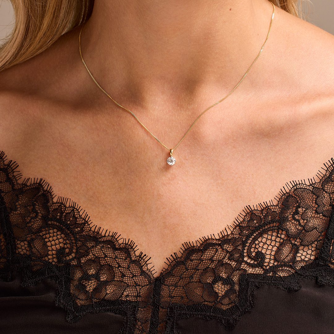 Diamond Classics Yellow Gold Round Brilliant Cut Diamond Pendant