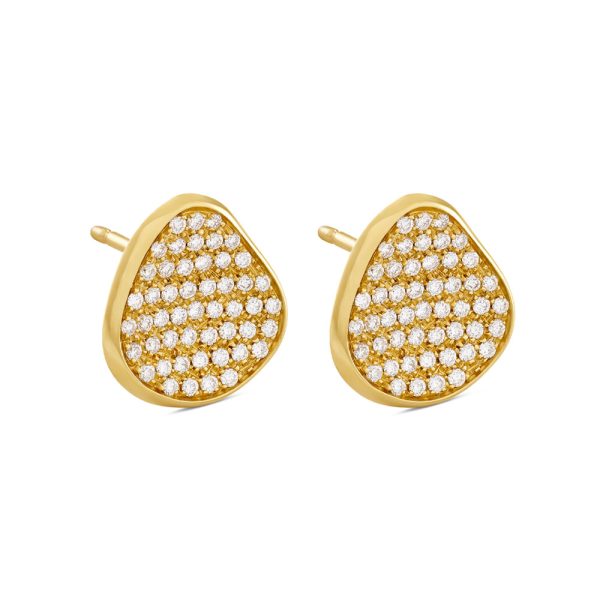 Amalfi Yellow Gold Pave Diamond Stud Earrings