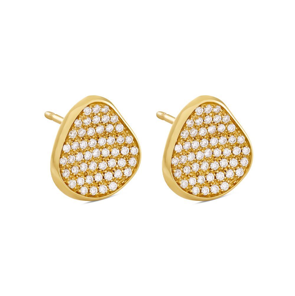 Amalfi Yellow Gold Pave Diamond Stud Earrings