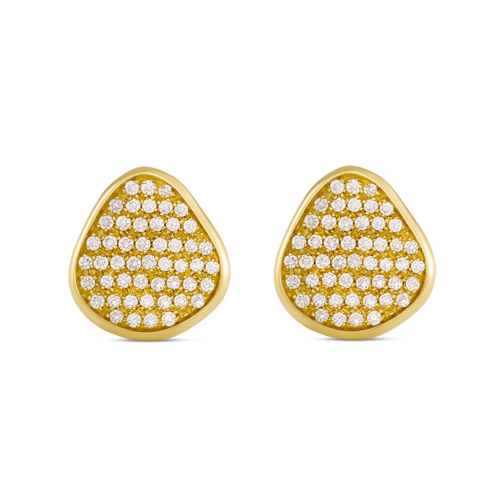 Amalfi Yellow Gold Pave Diamond Stud Earrings