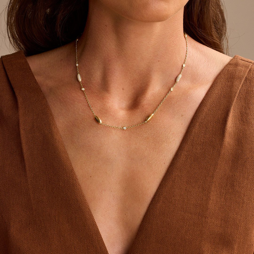 Amalfi Yellow Gold Pave Diamond Necklace