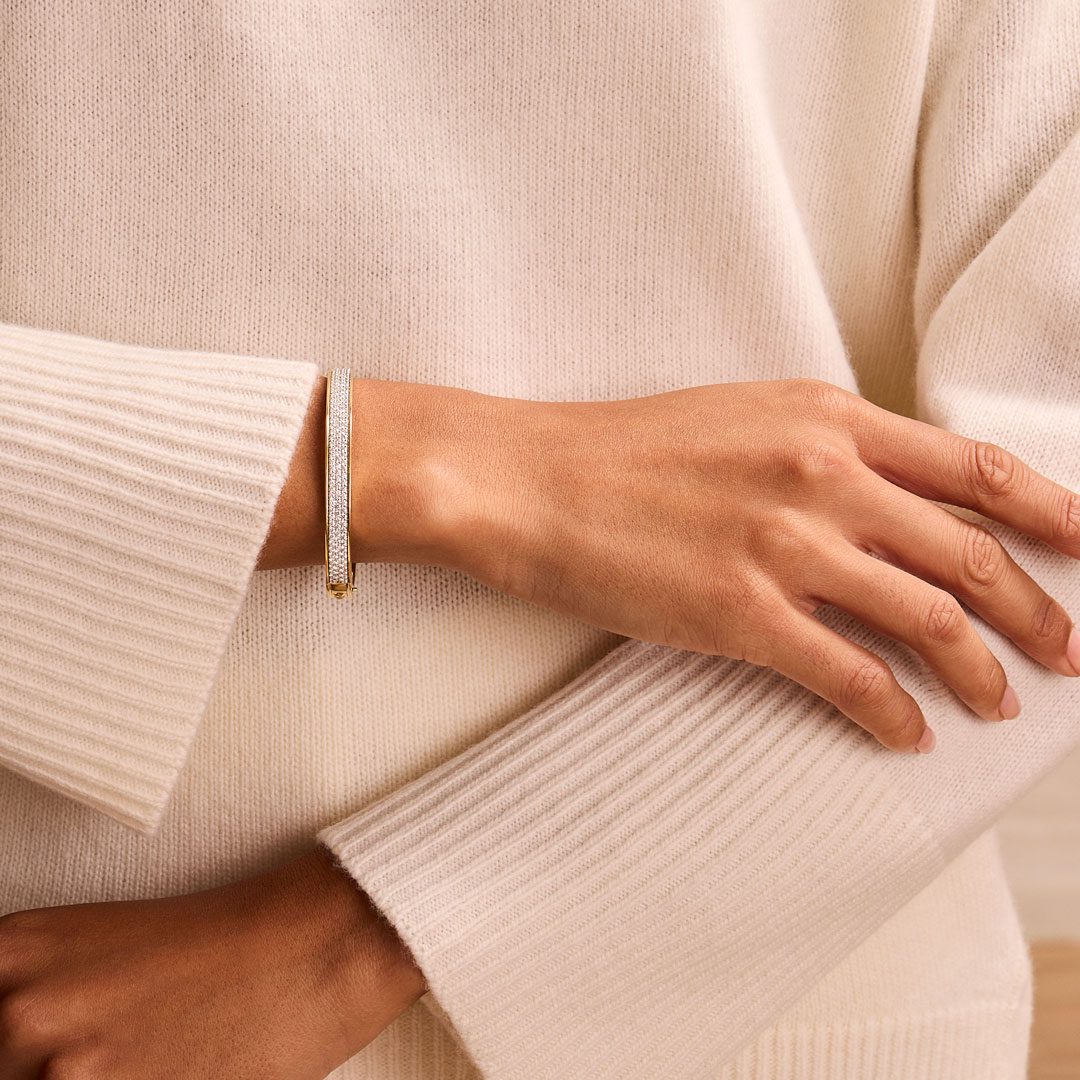 Day Diamonds Yellow & White Gold Pave Diamond Bangle