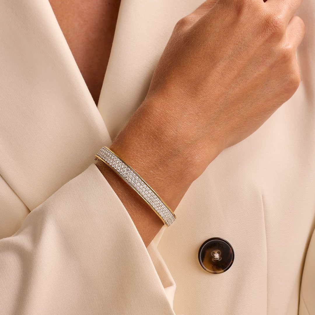 Day Diamonds Yellow & White Gold Pave Diamond Bangle