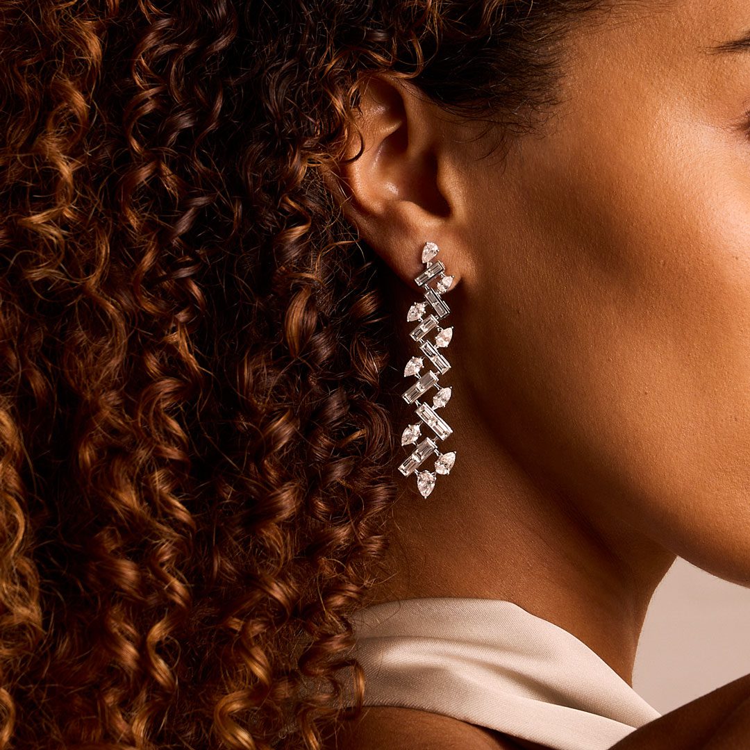 Aria White Gold Diamond Drop Earrings