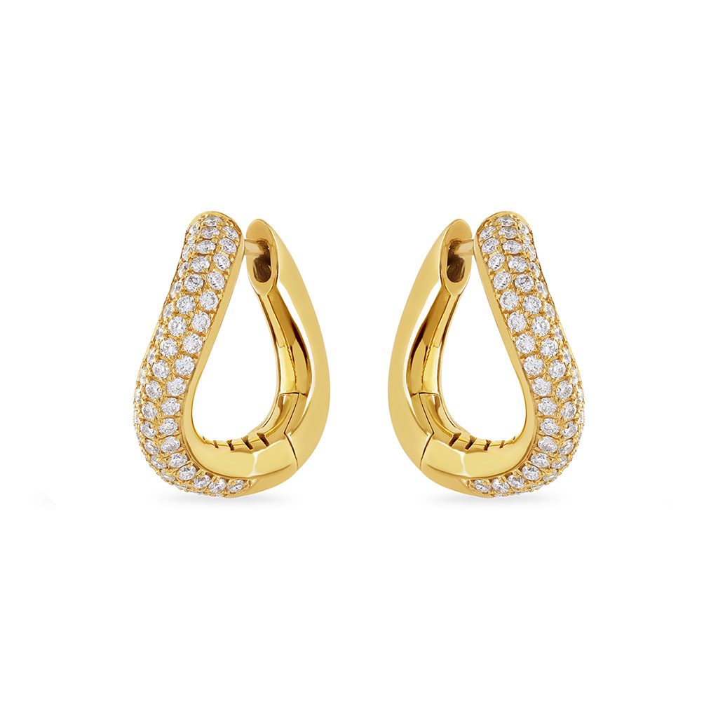 Making Waves Yellow Gold Pave Diamond Hoop Earrings Making Waves Yellow Gold Pave Diamond Hoop Earrings
