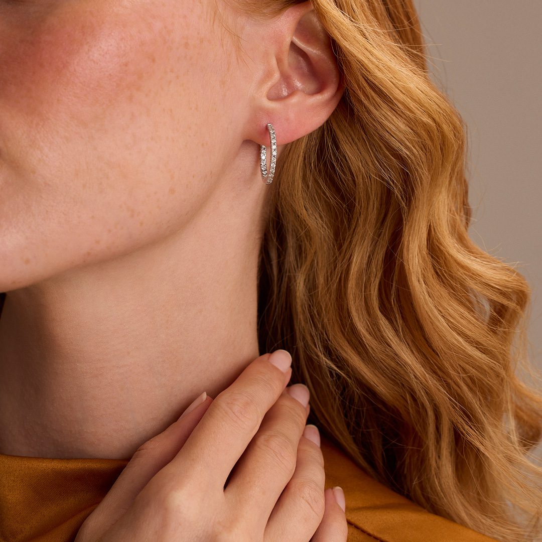 Diamond Classics Platinum Diamonds Hoop Earrings