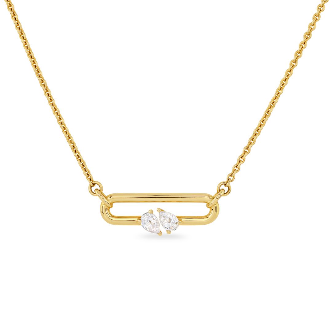 Ditto Yellow Gold Pear Shape Diamond Necklace