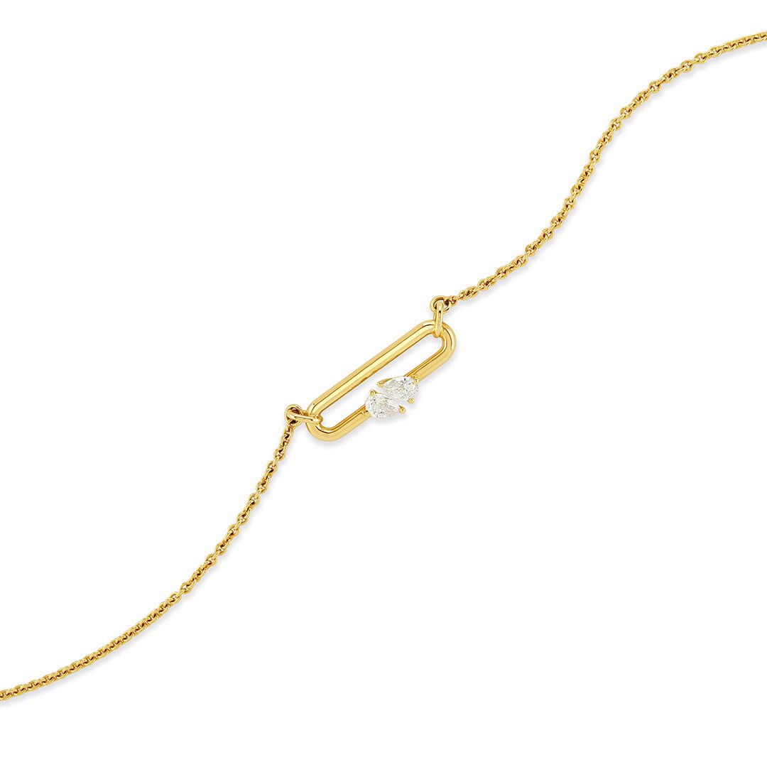 Ditto Yellow Gold Pear Shape Diamond Necklace