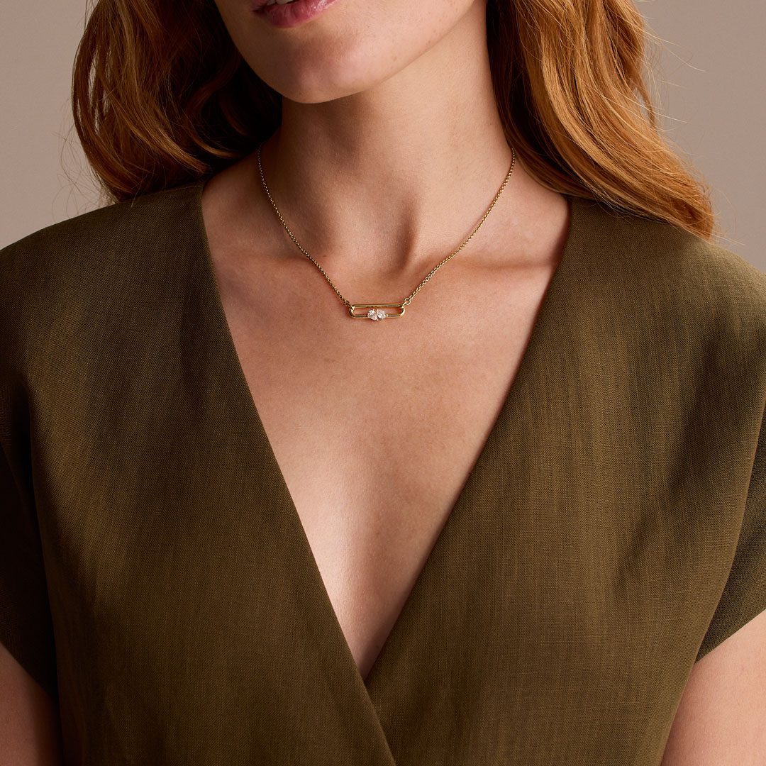 Ditto Yellow Gold Pear Shape Diamond Necklace