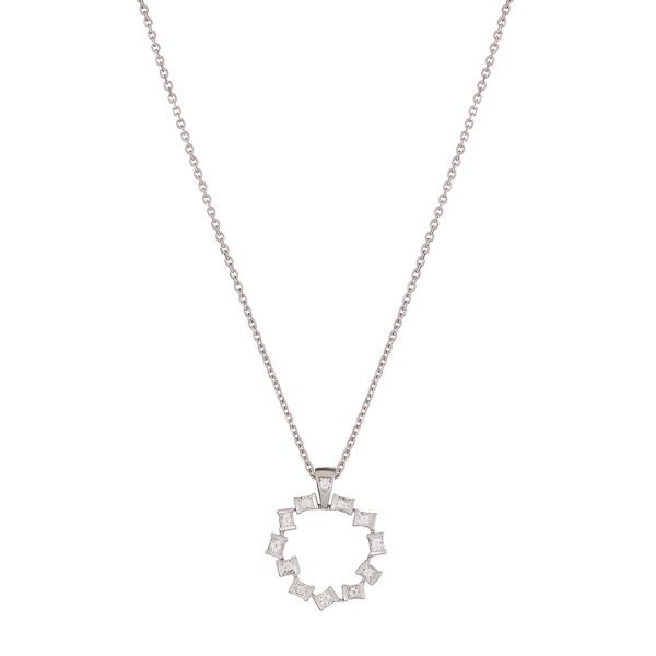 Hopscotch White Gold Diamond Small Circle Pendant