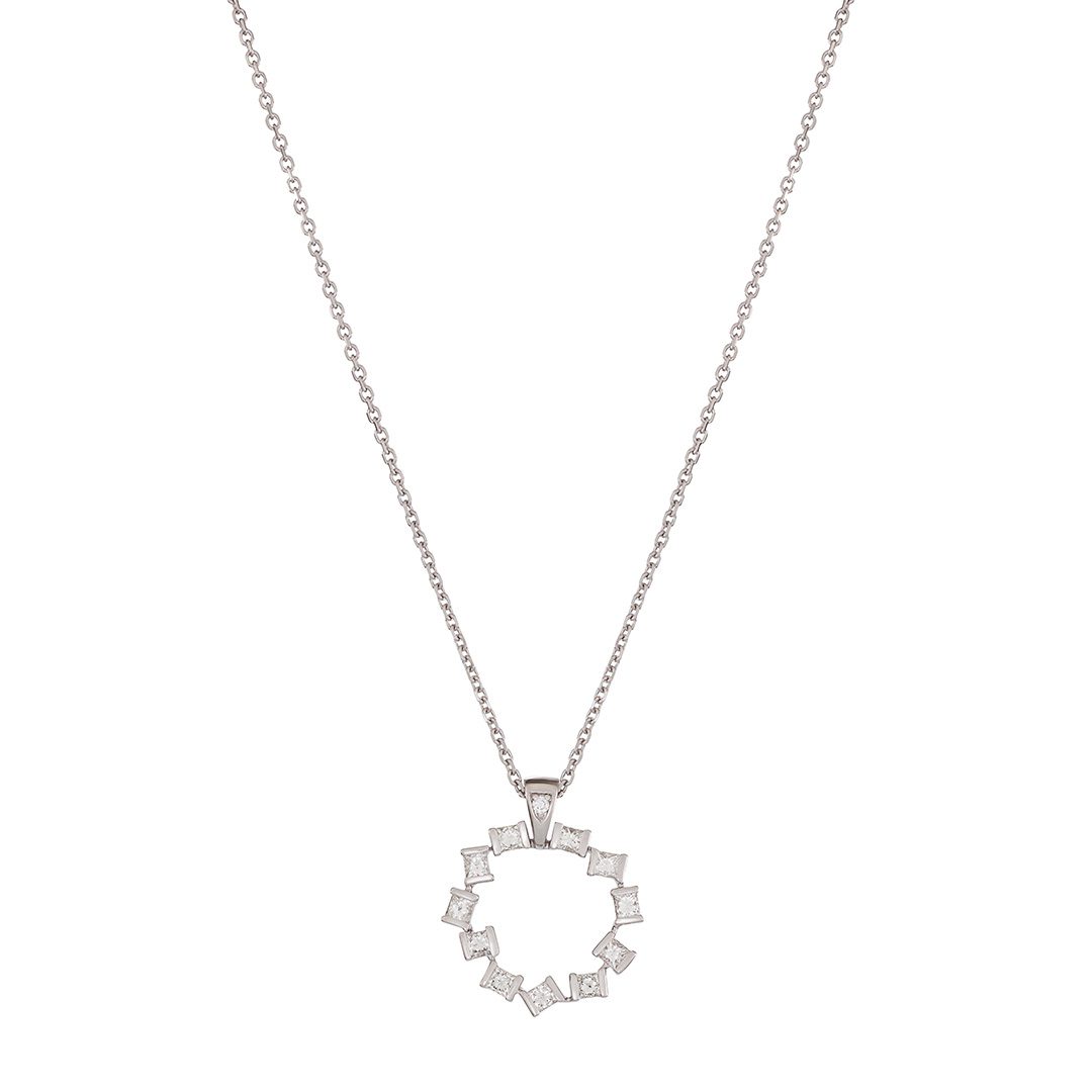 Hopscotch White Gold Diamond Small Circle Pendant
