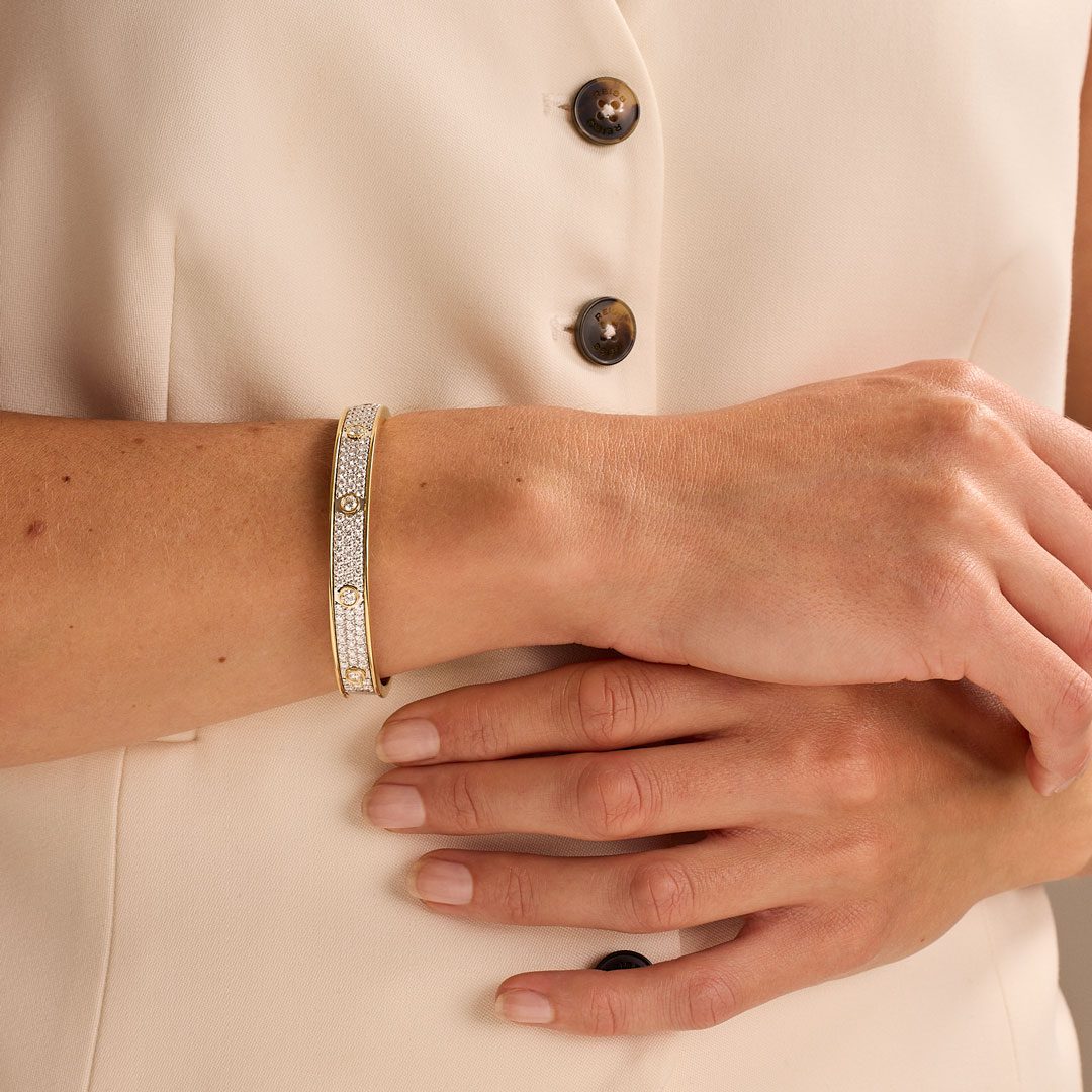 Day Diamonds Yellow & White Gold Pave Diamond Bangle