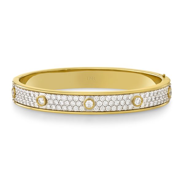 Day Diamonds Yellow & White Gold Pave Diamond Bangle