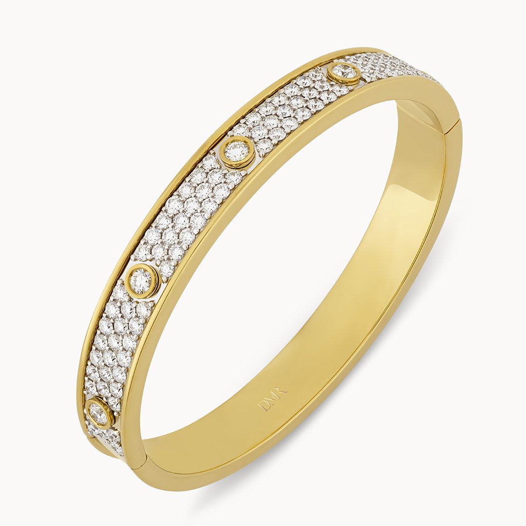 Day Diamonds Yellow & White Gold Pave Diamond Bangle