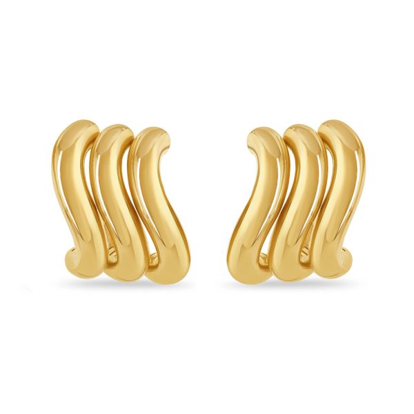 Making Waves Yellow Gold Triple Hoop Earrings