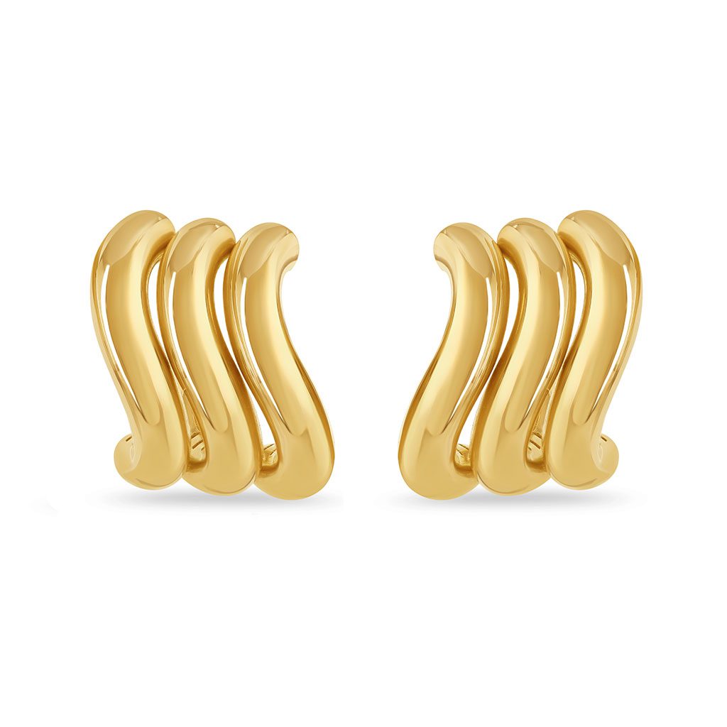 Making Waves Yellow Gold Triple Hoop Earrings