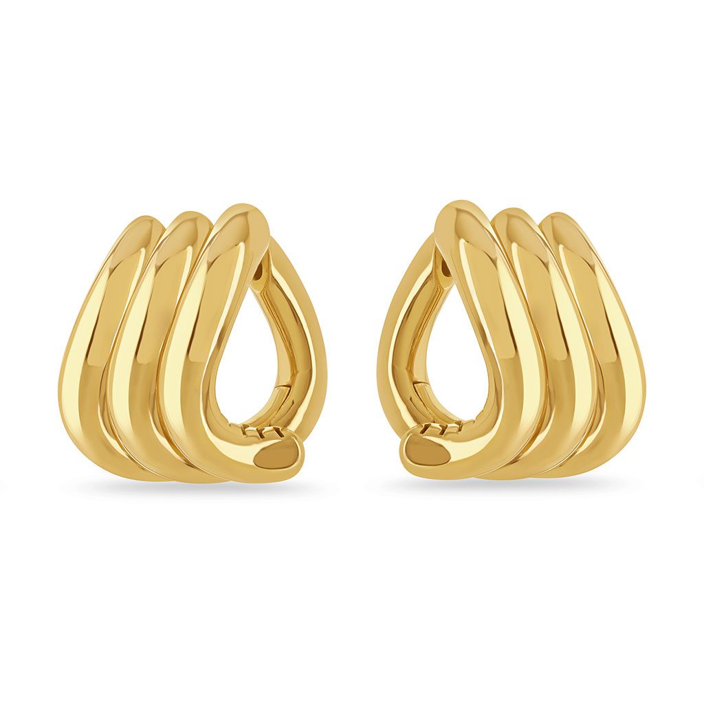 Making Waves Yellow Gold Triple Hoop Earrings