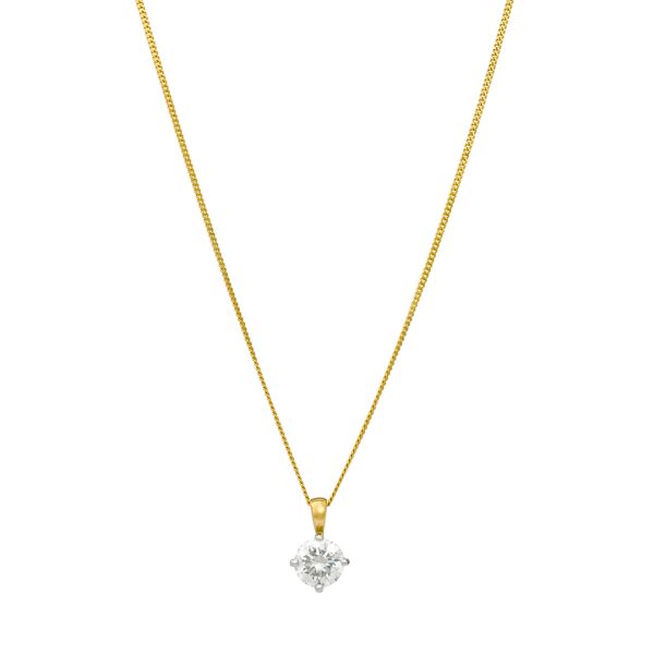 Diamond Classics Yellow Gold Round Brilliant Cut Diamond Pendant