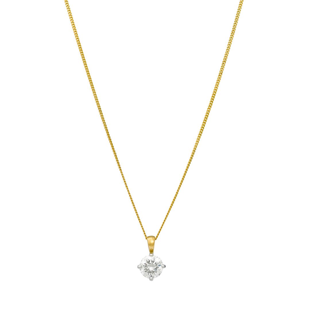 Diamond Classics Yellow Gold Round Brilliant Cut Diamond Pendant