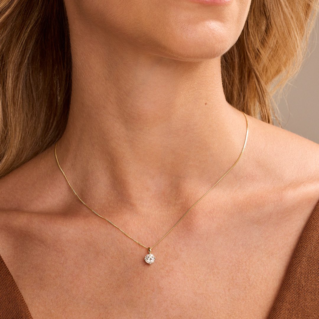 Diamond Classics Yellow Gold Round Brilliant Cut Diamond Pendant