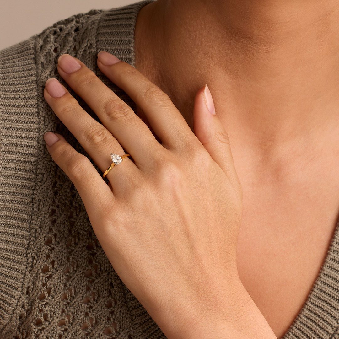 Signature Yellow Gold Pear Shape Diamond Engagement Ring