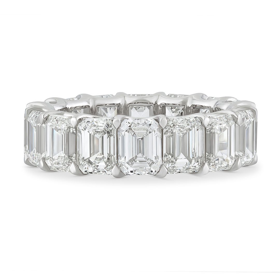 Platinum Emerald Cut Diamond Eternity Ring