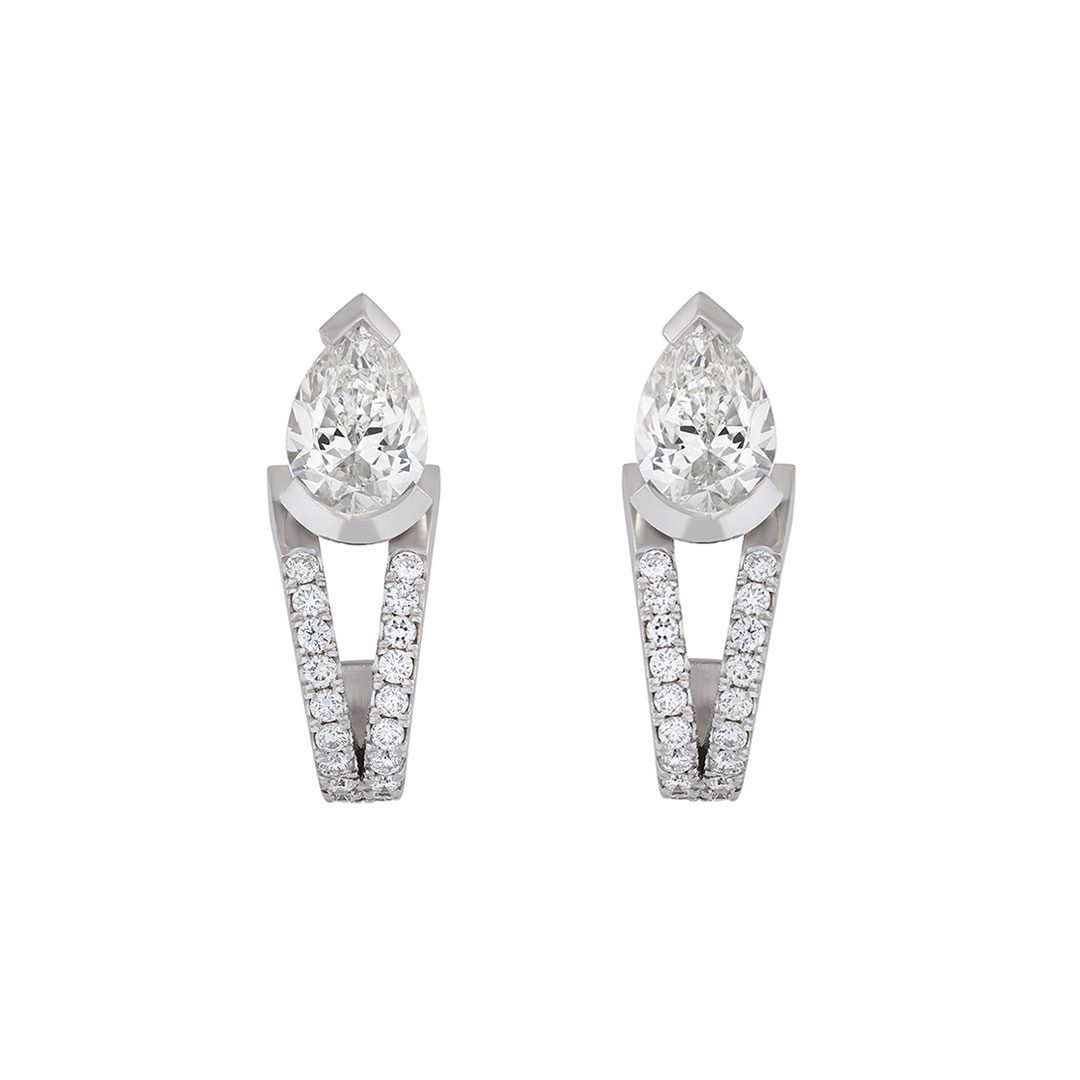 Pearfection White Gold Pear Shape Diamond Earrings