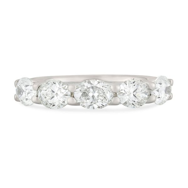 Signature Platinum Oval Cut Diamond Five Stone Eternity Ring