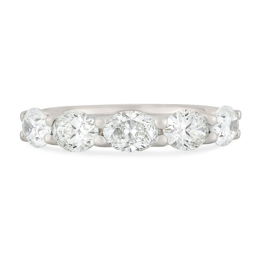 Signature Platinum Oval Cut Diamond Five Stone Eternity Ring