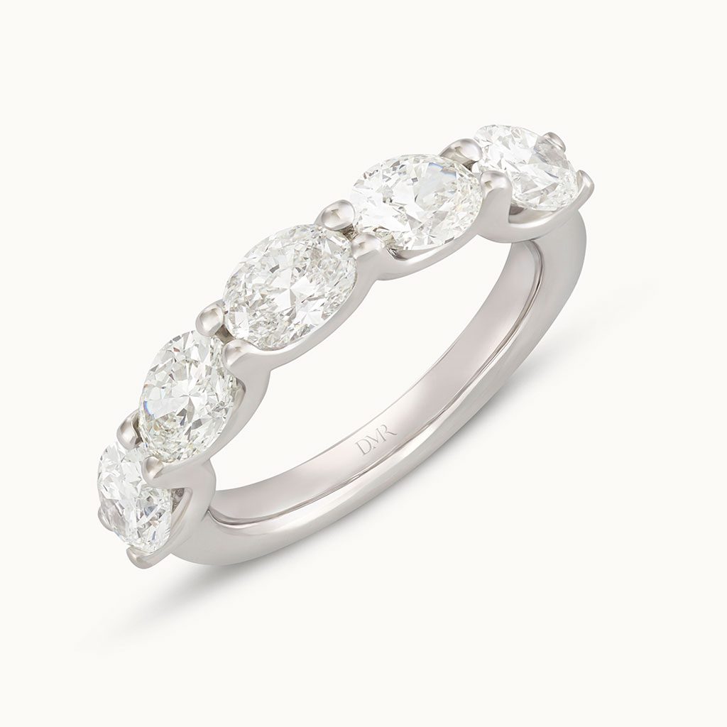 Signature Platinum Oval Cut Diamond Five Stone Eternity Ring