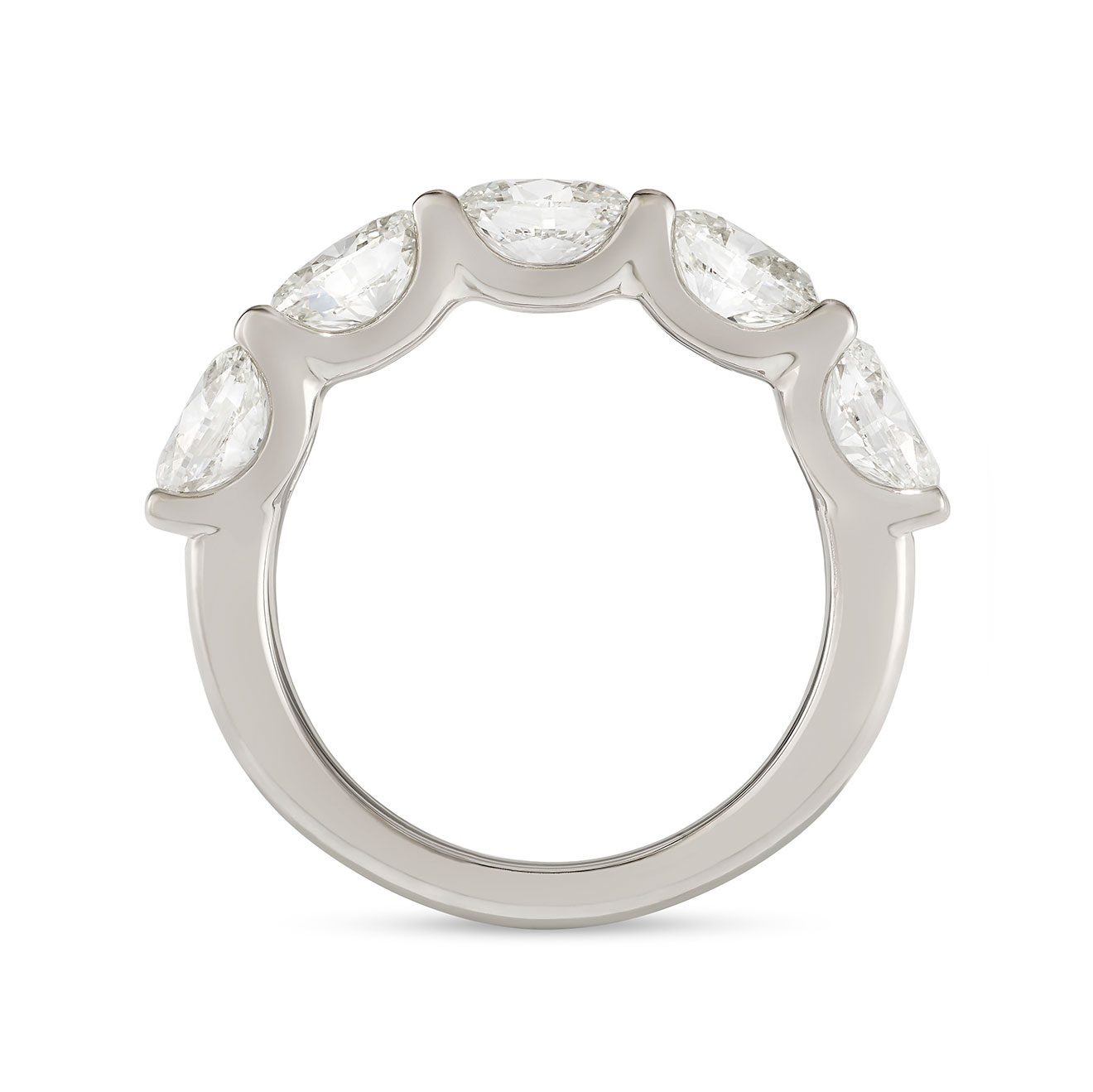 Signature Platinum Oval Cut Diamond Five Stone Eternity Ring