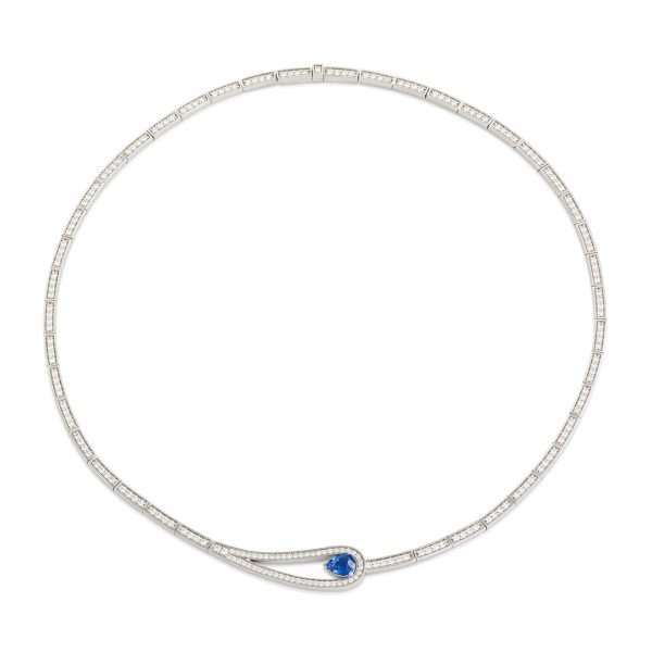 Platinum Diamond & Pear Shape Madagascar Sapphire Collar