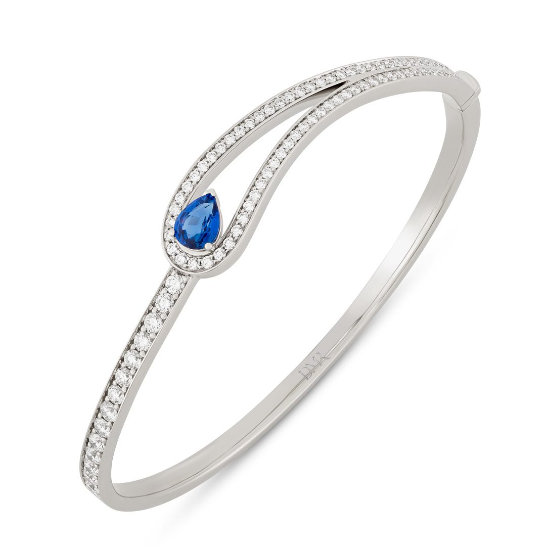 Platinum Diamond & Pear Shape Madagascar Sapphire Collar