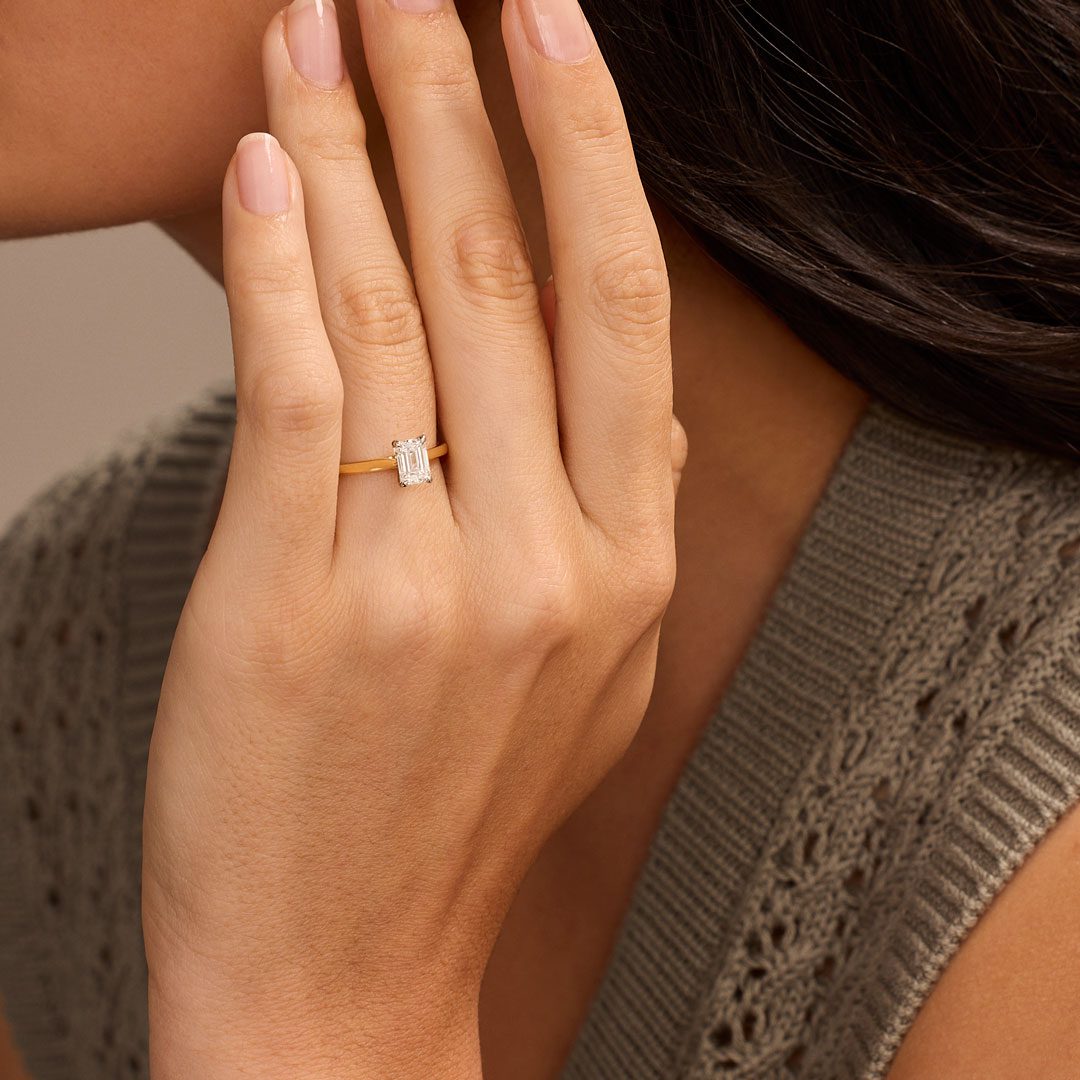 Signature Yellow Gold & Platinum Emerald Cut Diamond Ring