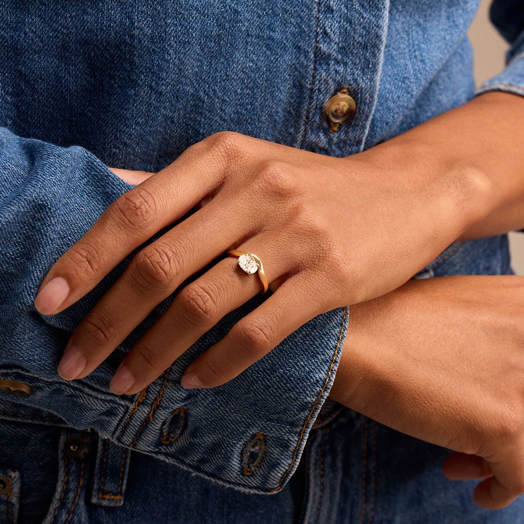 Signature Yellow Gold Oval Cut Diamond Solitaire Ring