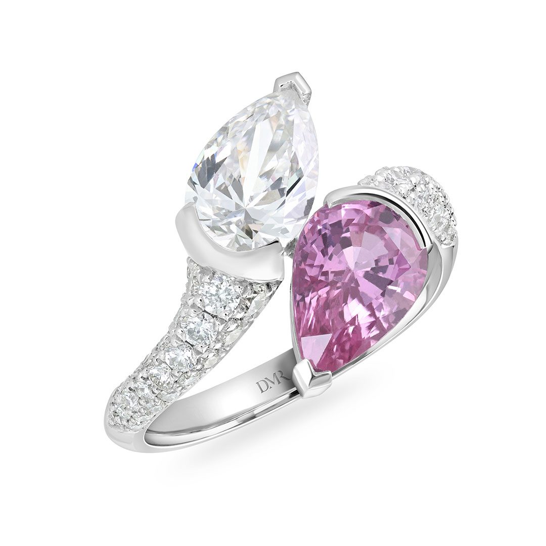 Pearfection Platinum Diamond Ring