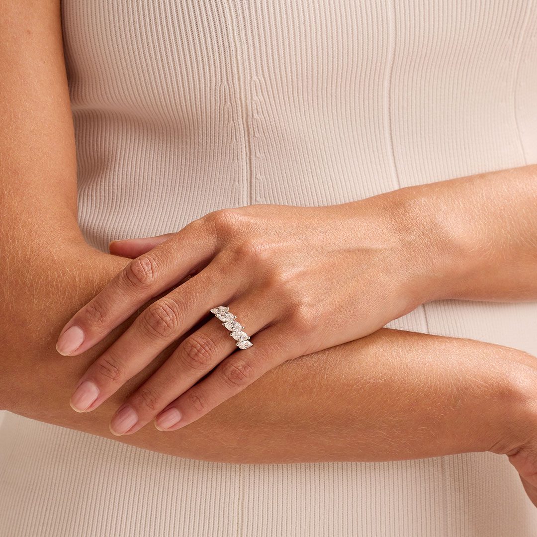 Carat Collection Platinum Marquise Diamond Eternity Ring