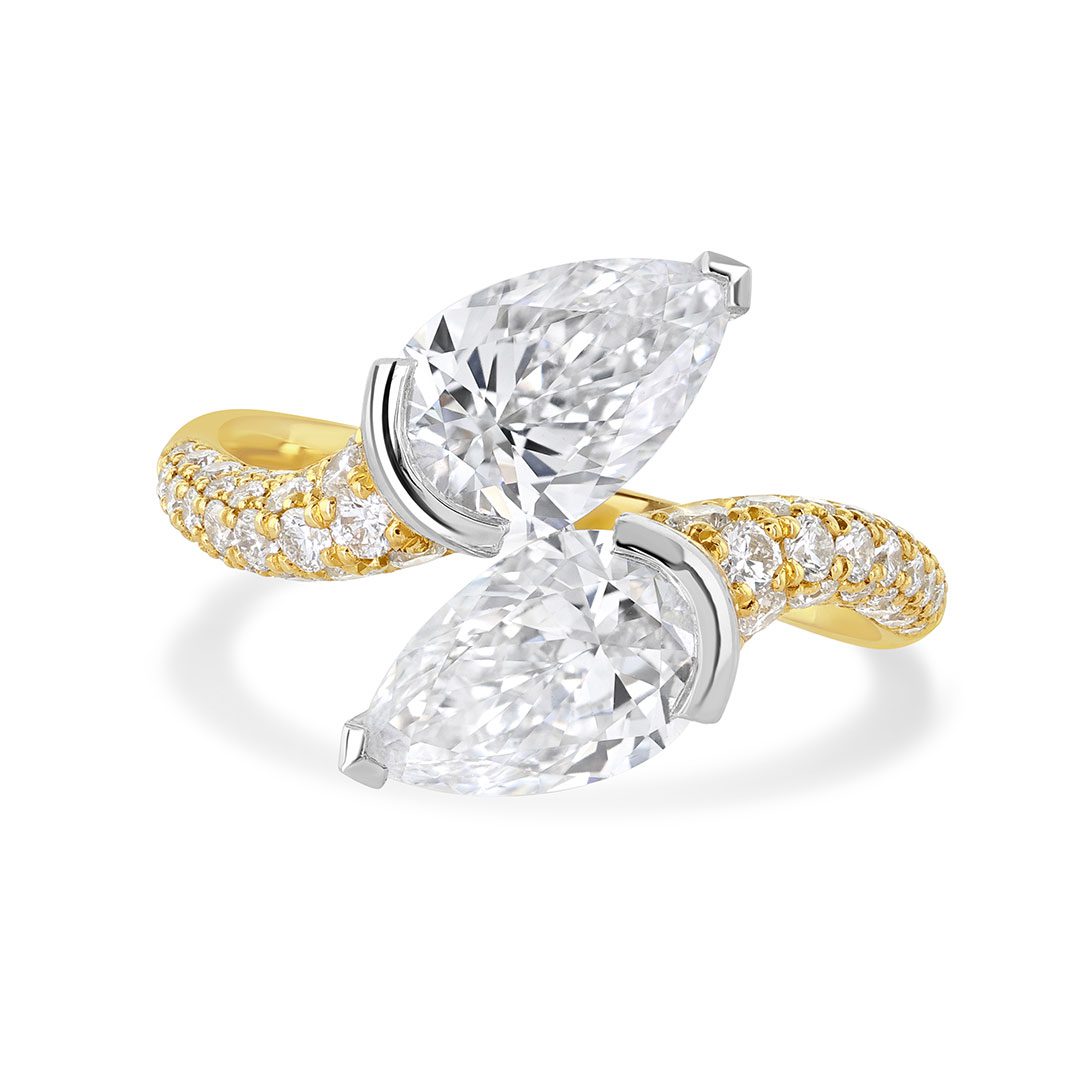 Pearfection Yellow Gold & Platinum Diamond Ring Pearfection Yellow Gold & Platinum Diamond Ring