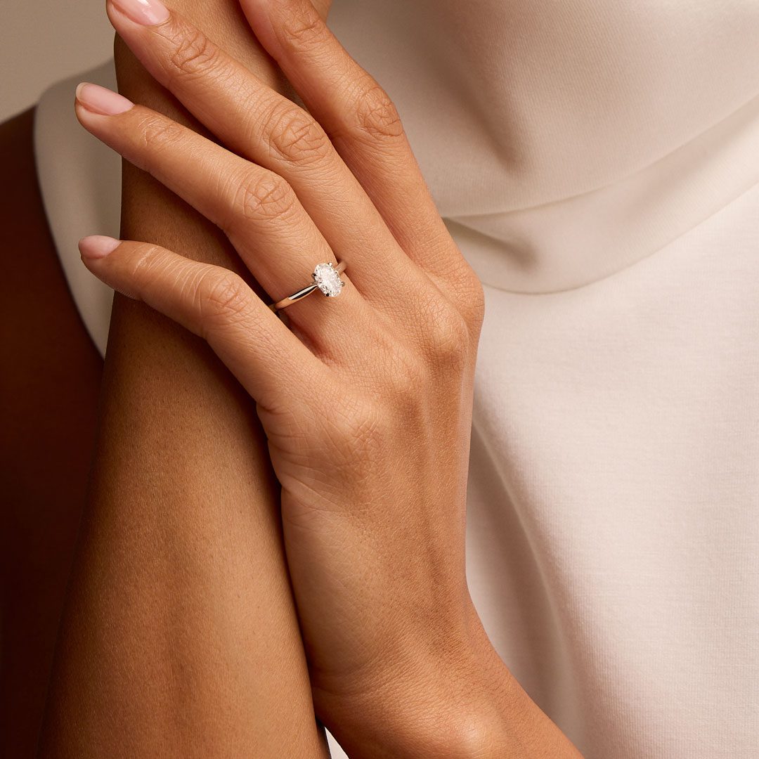 Signature Platinum Oval Cut Diamond Engagement Ring