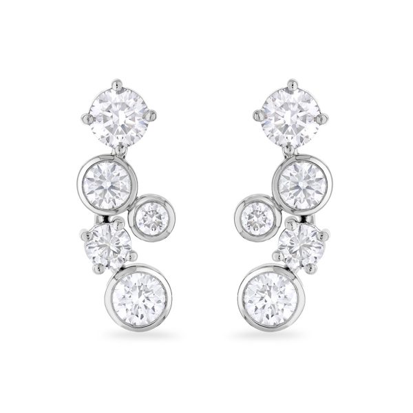 18ct White Gold Round Brilliant Cut Diamond Drop Earrings
