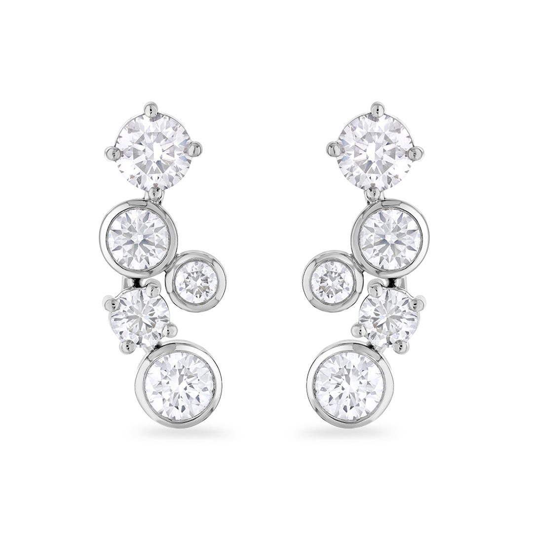18ct White Gold Round Brilliant Cut Diamond Drop Earrings 18ct White Gold Round Brilliant Cut Diamond Drop Earrings