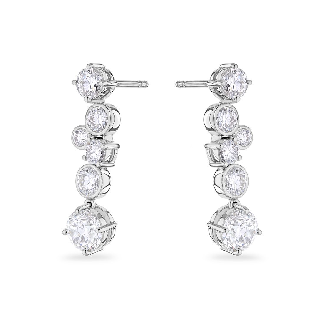18ct White Gold Round Brilliant Cut Diamond Drop Earrings