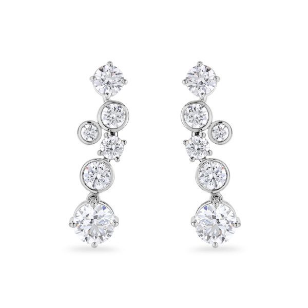18ct White Gold Round Brilliant Cut Diamond Drop Earrings
