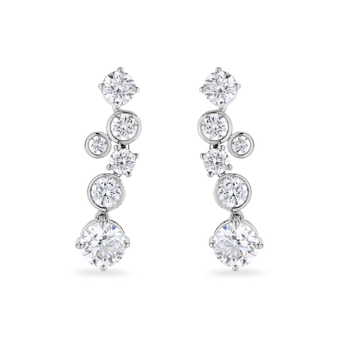 18ct White Gold Round Brilliant Cut Diamond Drop Earrings