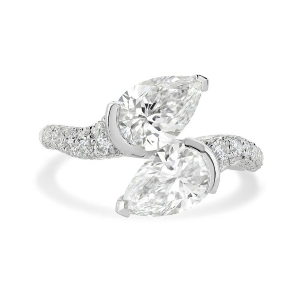 Pearfection Platinum Diamond Ring