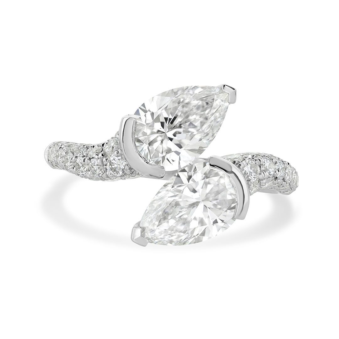 Pearfection Platinum Diamond Ring
